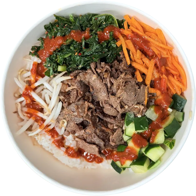 Sauce poured over the bowl
